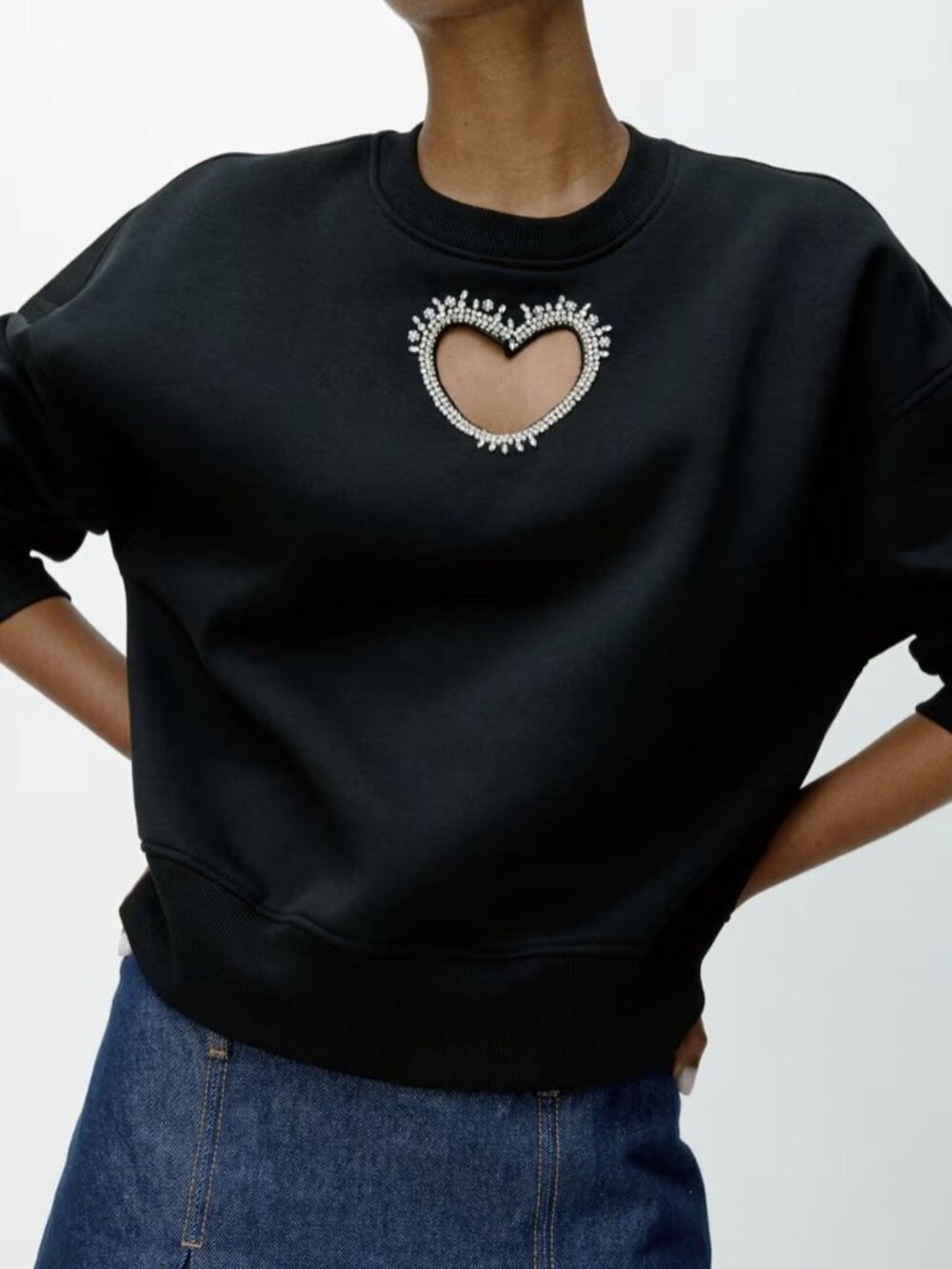 H&M Embellished Sweatshirt Cutout sequins Heart